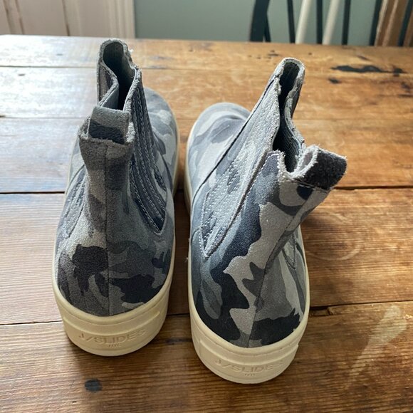 J/SLIDES NYC Gray Camo Suede Hi-Top Platform Slip On Bootie/Sneaker 7.5M - Picture 4 of 4